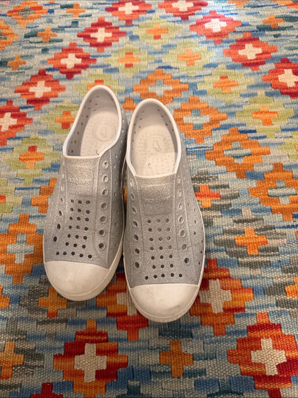 Native Silver Glitter Jefferson Slip-On Kids Shoes